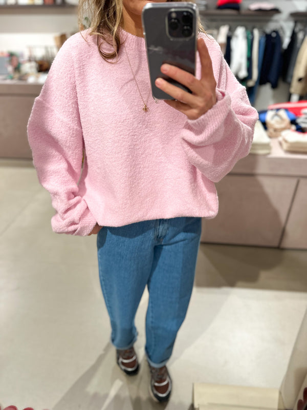 Oversized bouclé jumper - Frutella pink