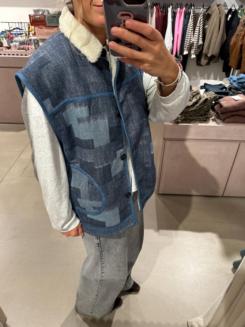 Vita patch denim vest - Blue washing