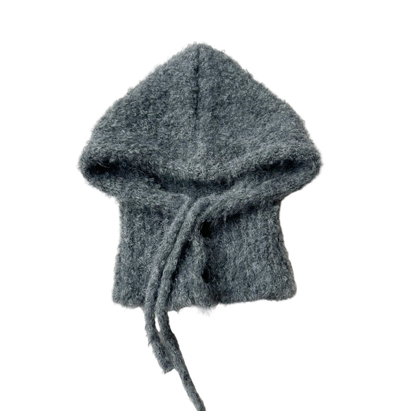 Bouclé button balaclava - Dark grey melange