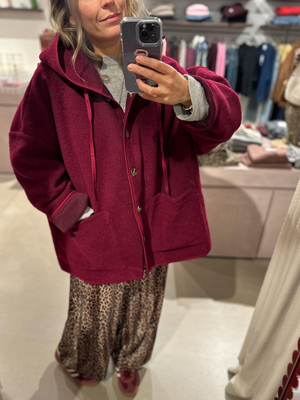 Wool mix hoodie jacket - Wine