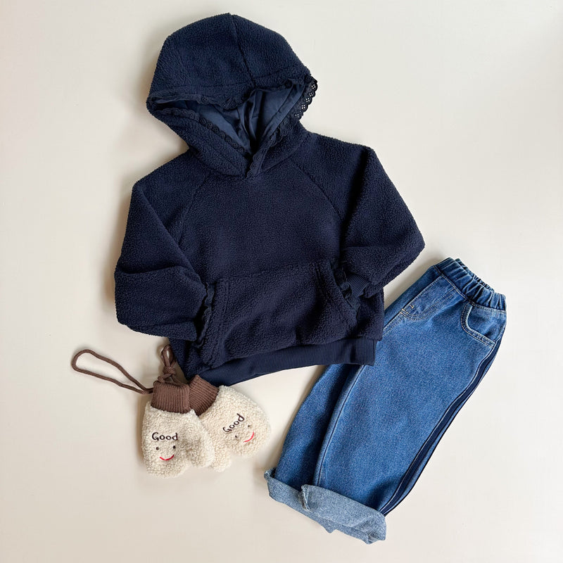 Embroidery fleece hoodie - Navy