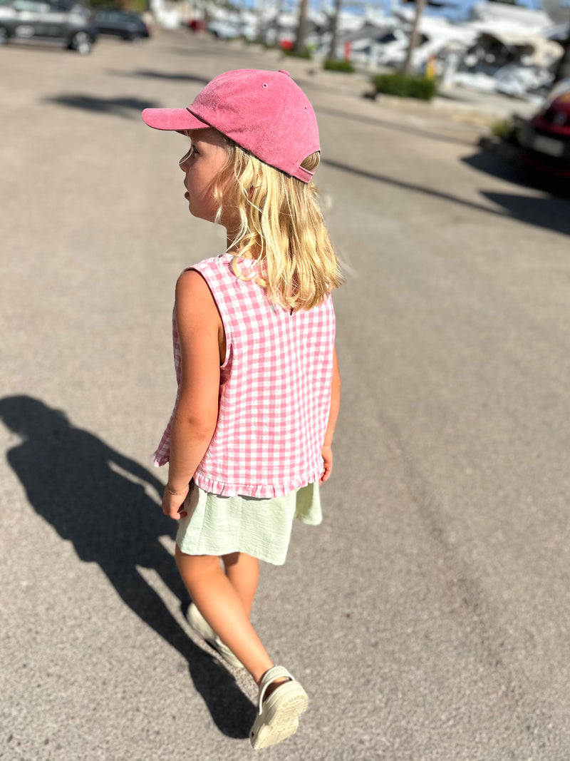 Frill check top - Pink