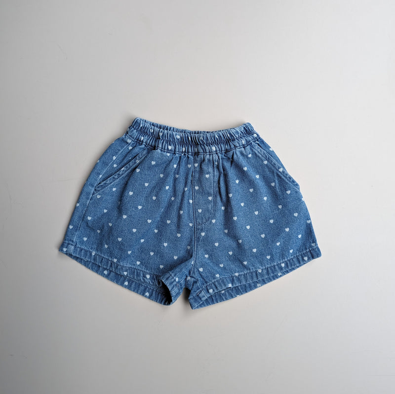 Heart denim short - Blue