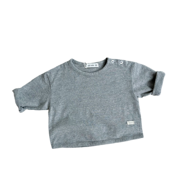 Daily button tee - Grey melange