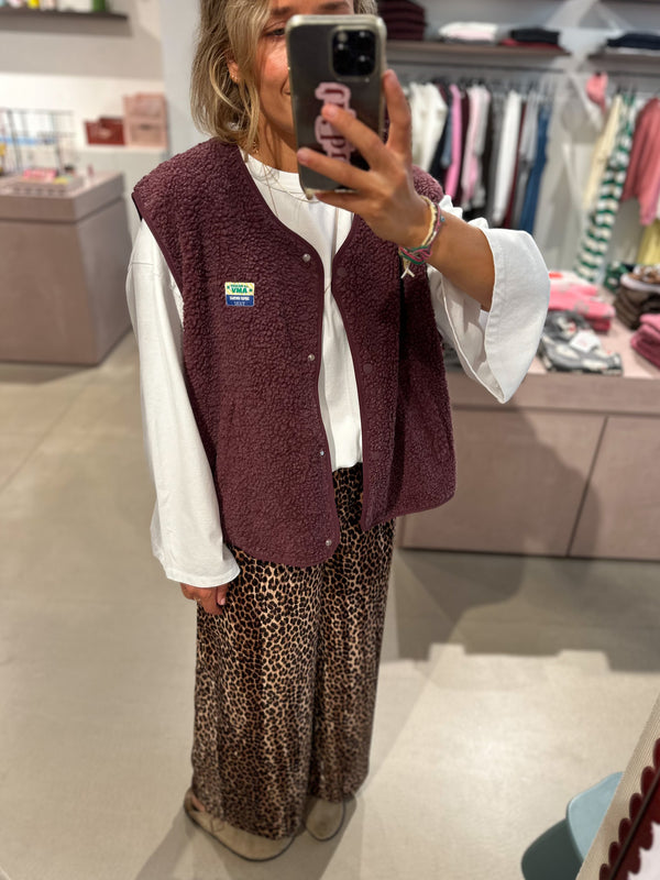 Wide velvet leo pants - Beige