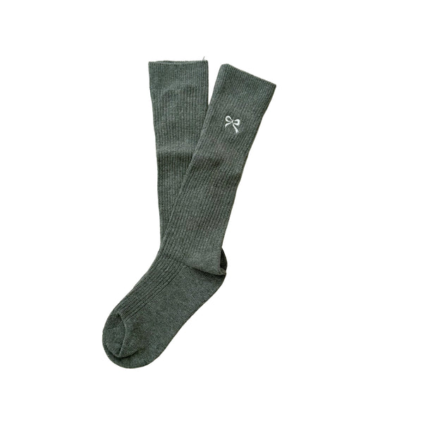 Knee sock with bow - Dark grey melange