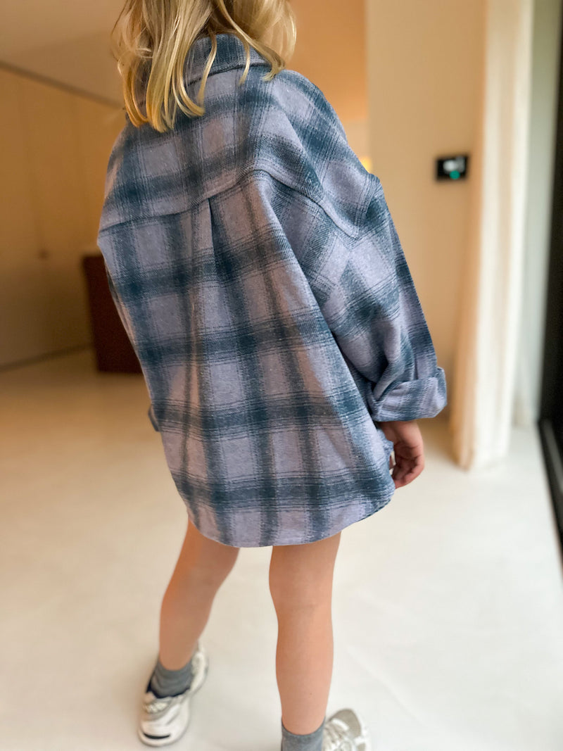 Flannel check overshirt - Dusty lilac/blue