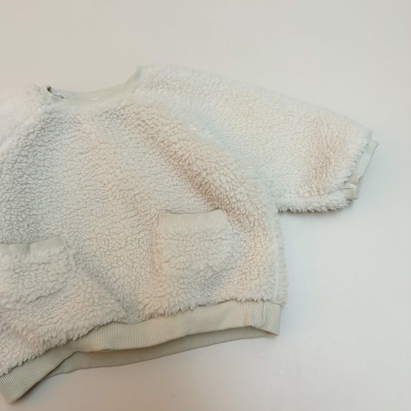 Fluffy pocket teddy sweater - Cream