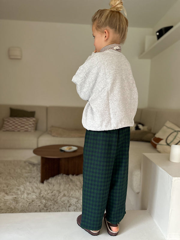 Fleece check pants - Green