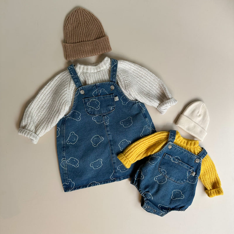 Bear denim dress - Blue