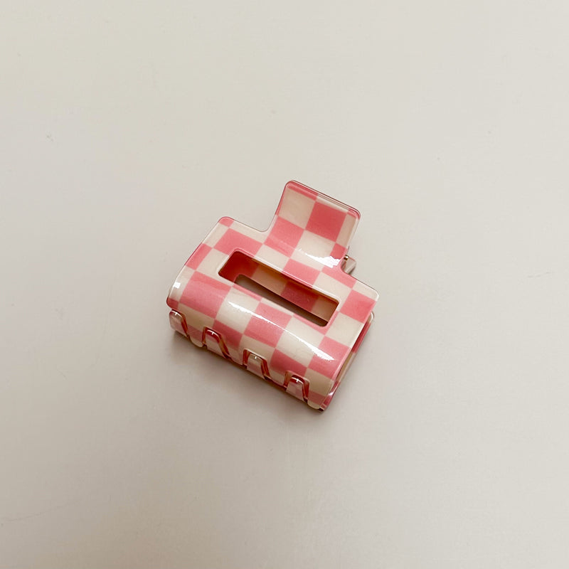 Hair clip square shape - Pink check
