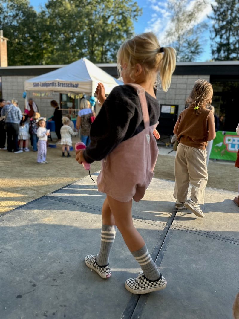 Short corduroy overalls - Old pink