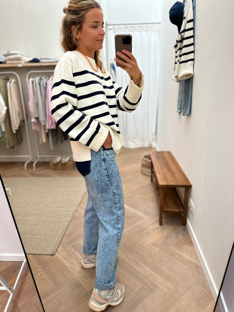 Kenzie relaxed color block jeans - Washed blue
