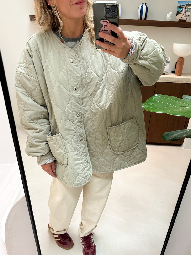 Oversized quilted jacket - Sage