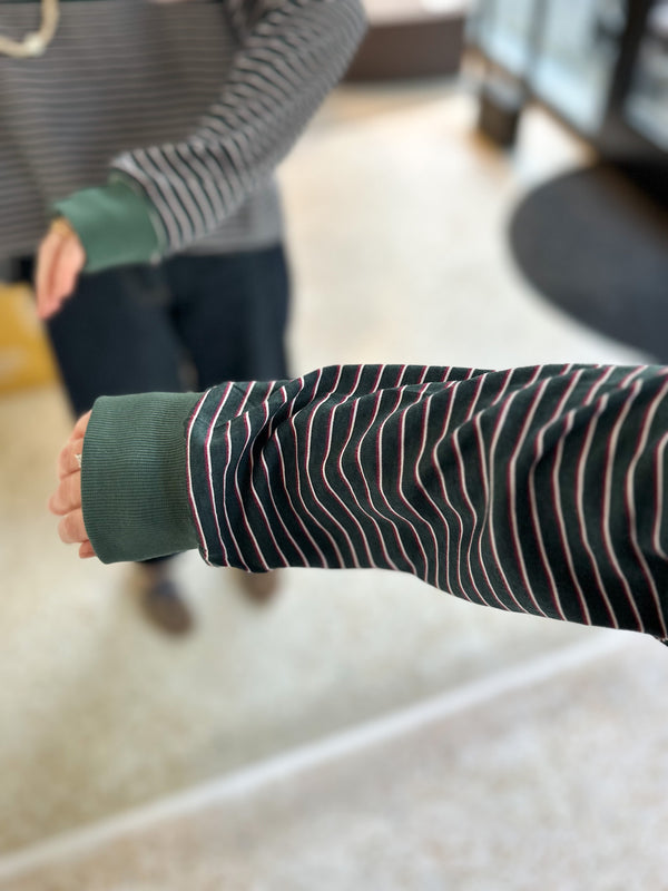 Oversized multi stripe tee - Dark green