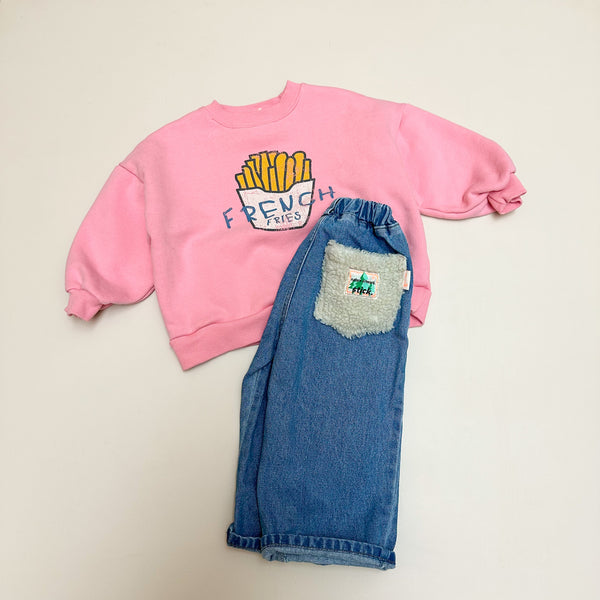 Teddy pocket denim pants - Washed blue