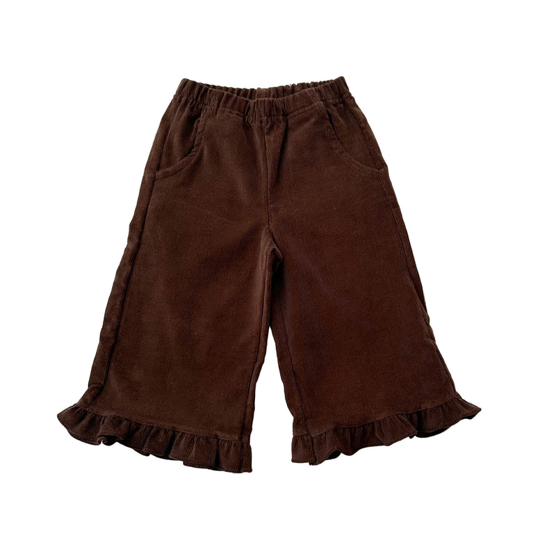 Frill corduroy pants - Brown