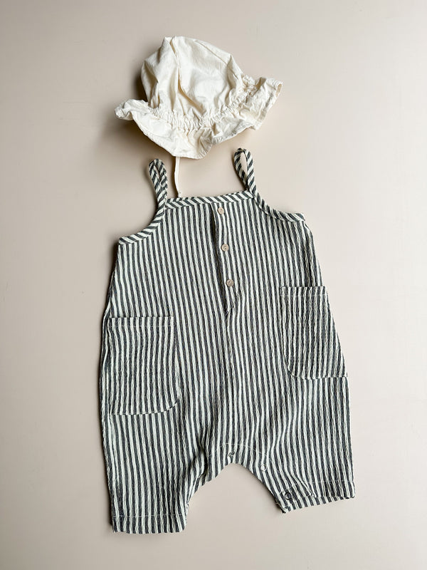Breeze striped onesie - Dark grey melange