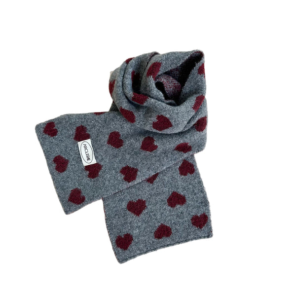 Hearts allover scarf - Dark grey melange