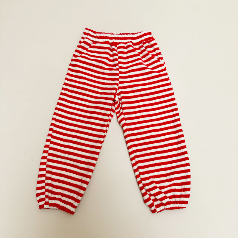 Striped terry joggers - Red