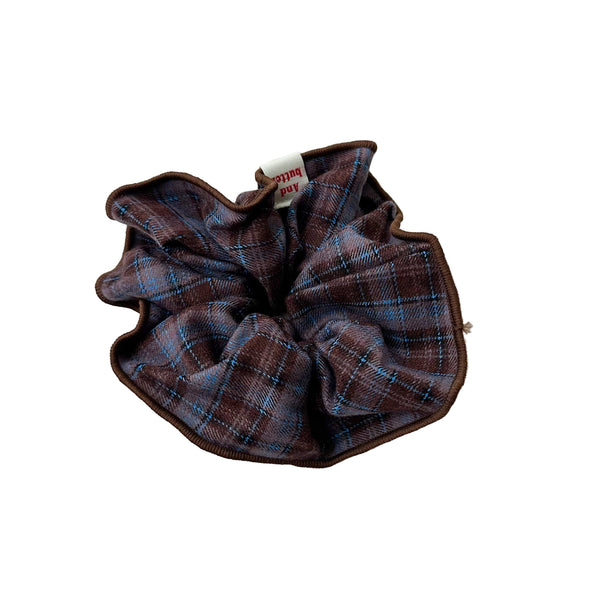 Flannel check scrunchie - Blue