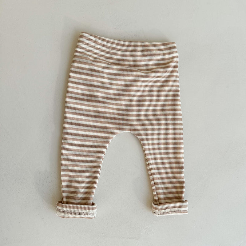 Bebe striped rib leggings - Beige