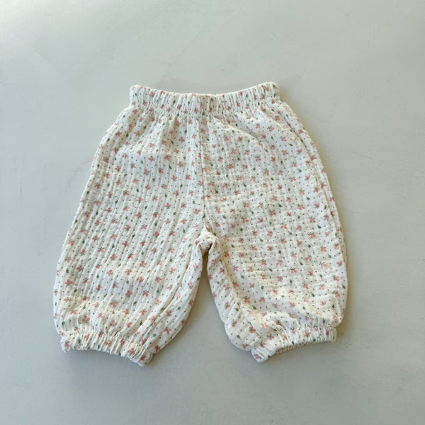 Flower muslin pants - Pink flower