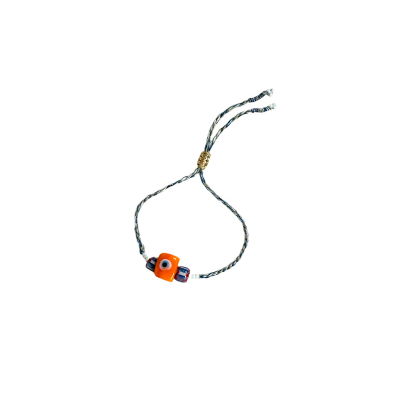 Vintage bead x eye bracelet - Orange
