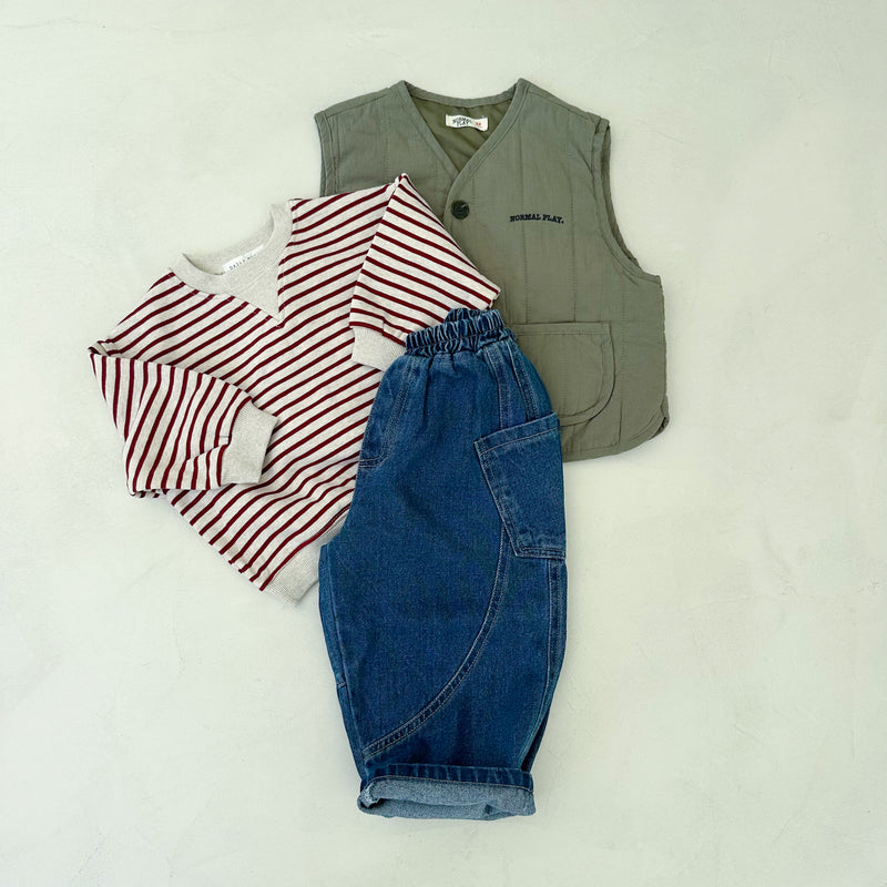 Stitch pocket denim pants - Blue washing