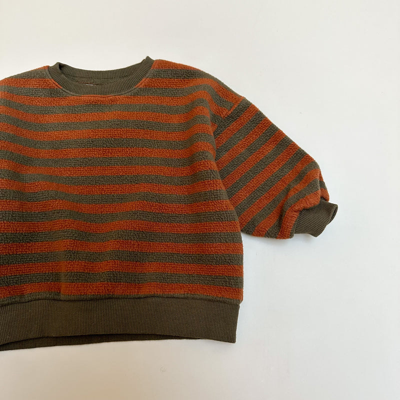 Structured striped sweater - Khaki/cognac