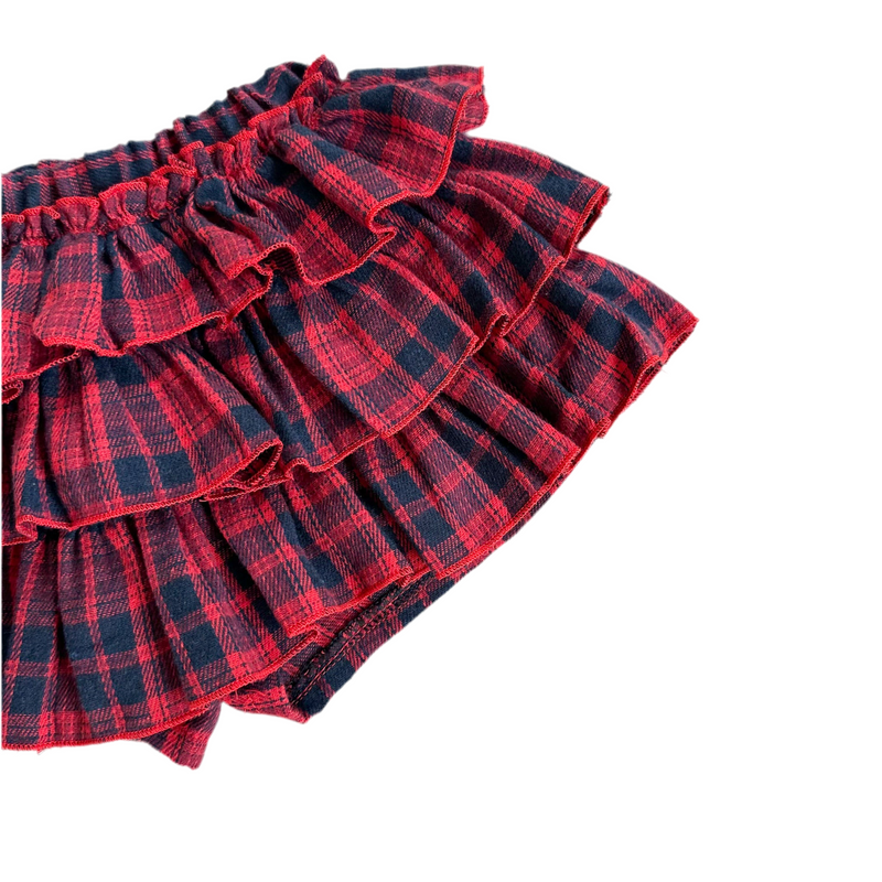 Flanel check shorty skirt - Red