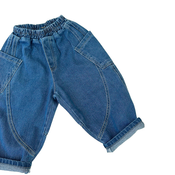 Stitch pocket denim pants - Blue washing
