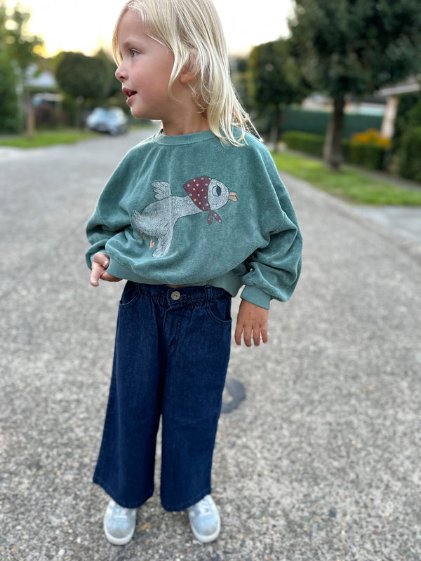 Duck cropped terry sweatshirt - Dark green