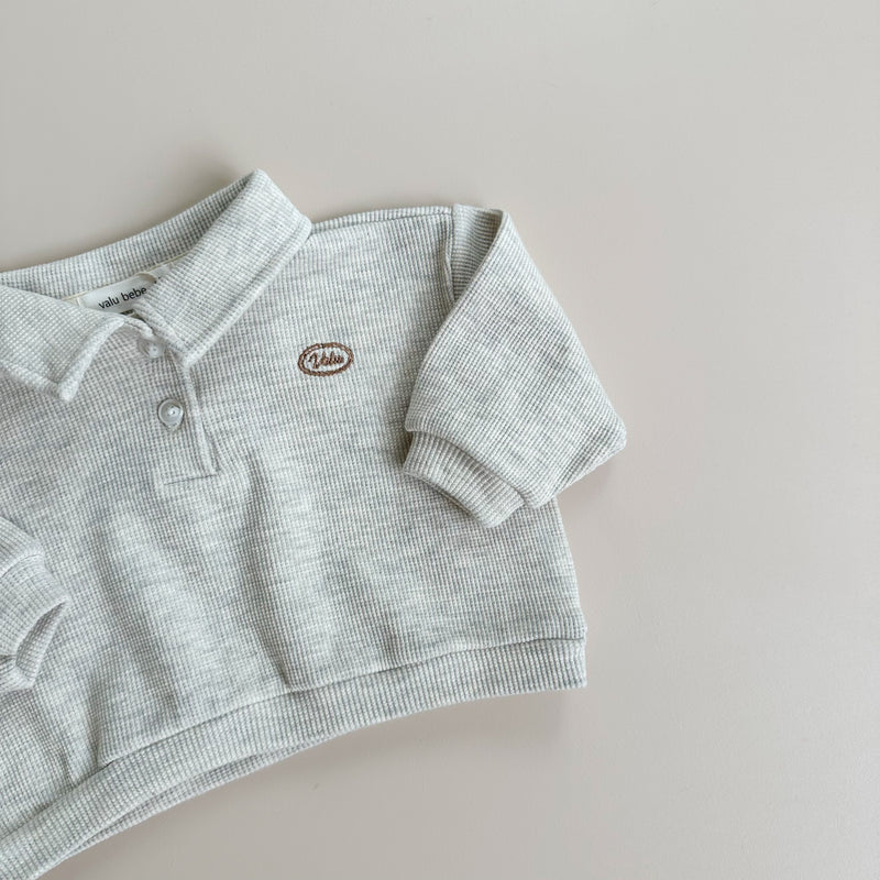 Waffle polo sweatshirt - Oatmeal