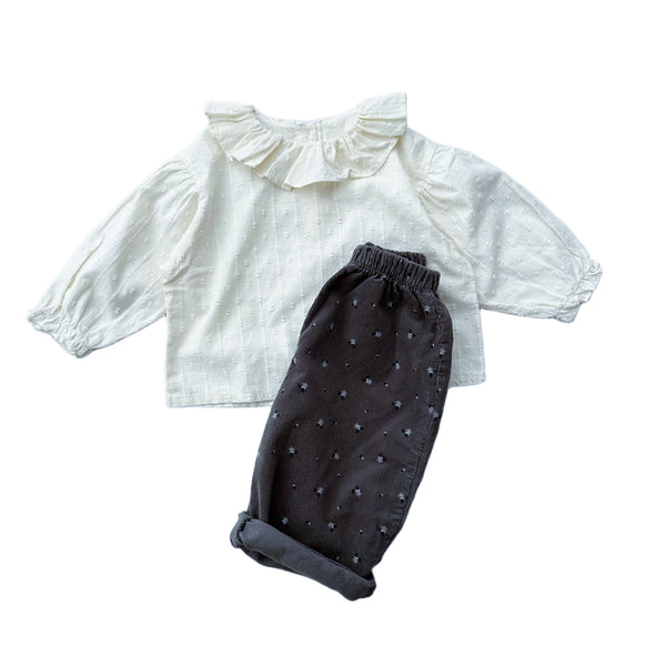 Cotton frill blouse - Cream