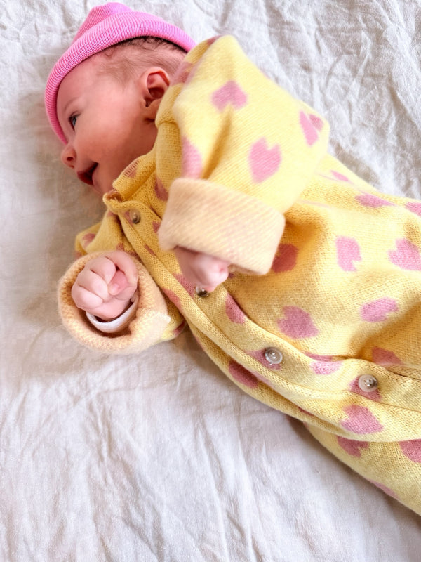 Soft heart onesie - Yellow