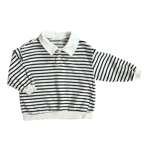 Striped collar sweatshirt - Cream/black