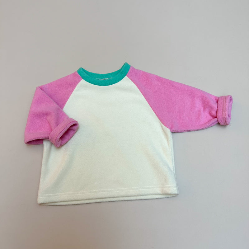 Colorful raglan fleece t-shirt - Pink