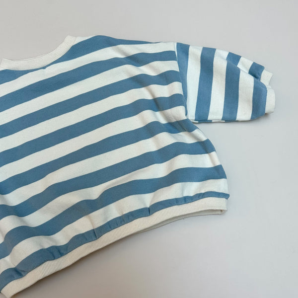 Loose striped fleeced sweater - Blue