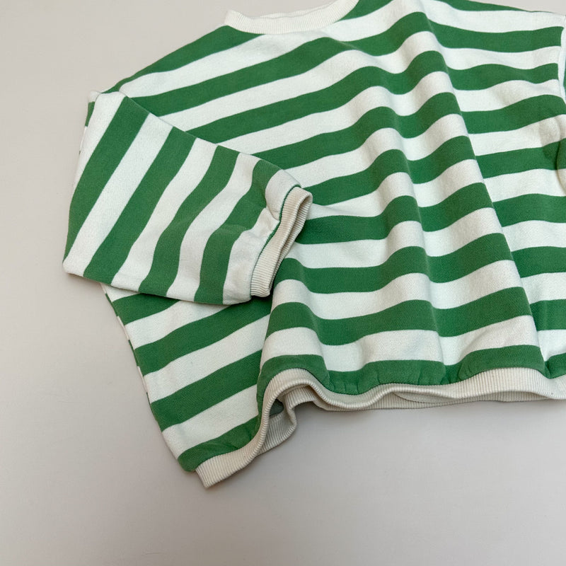 Loose striped fleeced sweater - Green