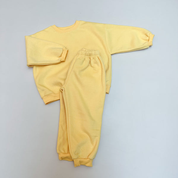 Rolly fleeced jogger set - Butter yellow
