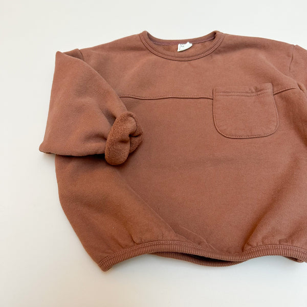 Pocket fleeced piping sweater - Brick