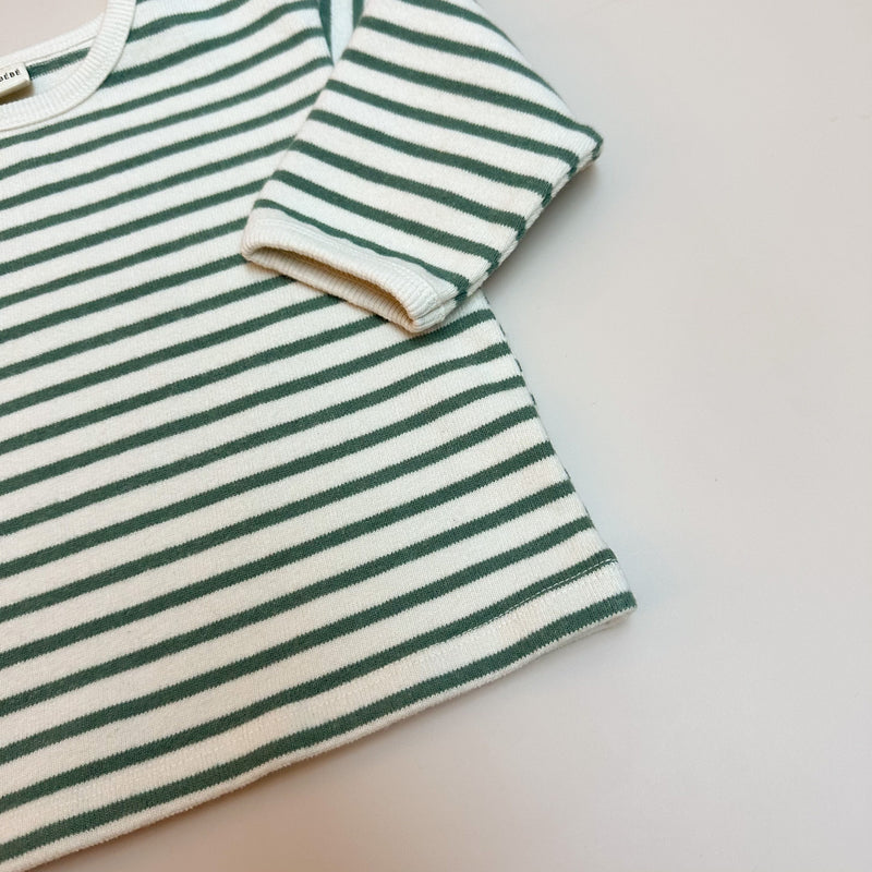 Warm striped tee - Sage