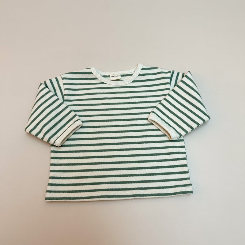 Warm striped tee - Sage