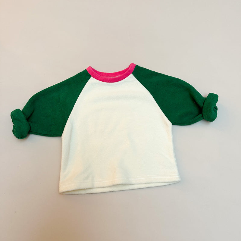 Colorful raglan fleece t-shirt - Green