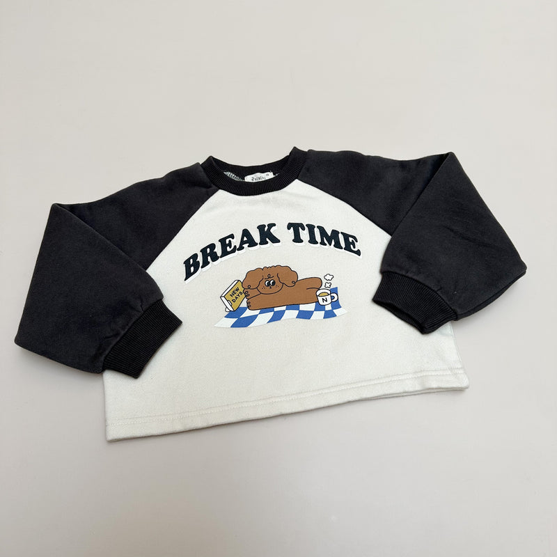 Break crop fleeced sweater - Cream