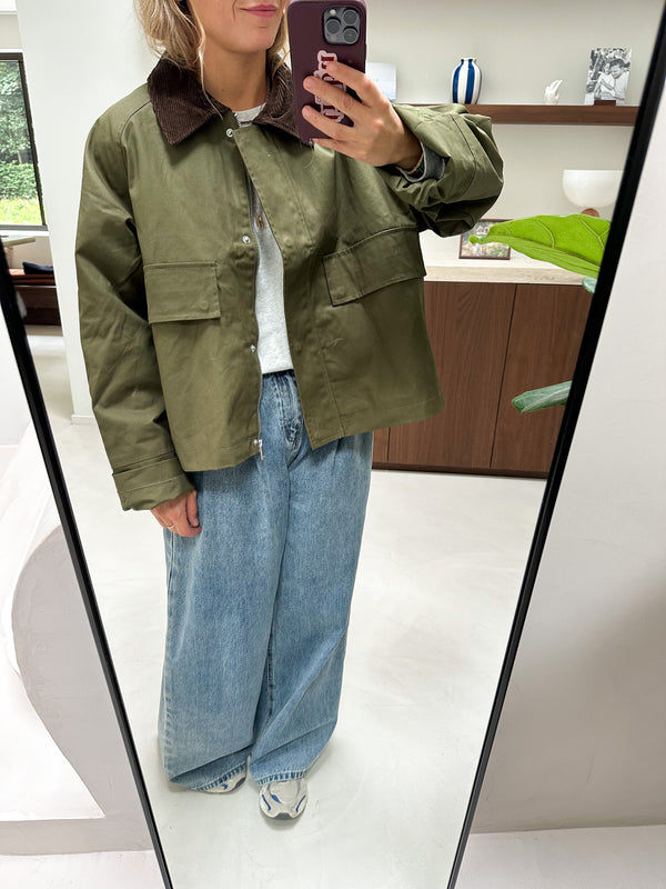 Marlissa  Coated Jacket - Khaki