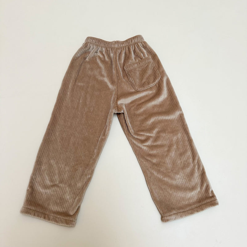 Velvet flowy rib pants - Cocoa beige