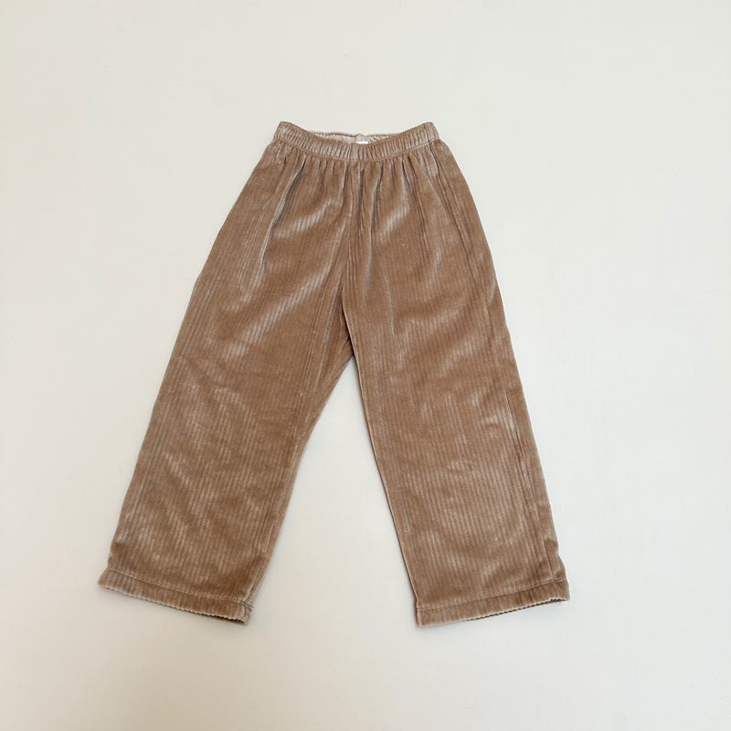 Velvet flowy rib pants - Cocoa beige