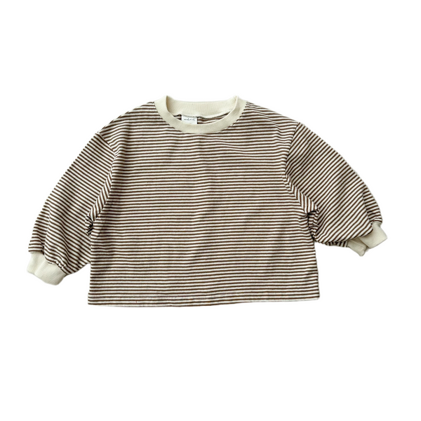 Mel striped cotton tee - Cream/brown